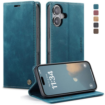 Pour iPhone 16 Plus Étui de téléphone en cuir multifonctionnel à rabat horizontal CaseMe 013 (bleu)