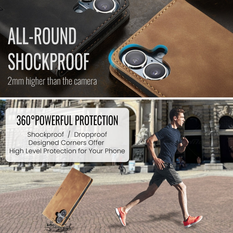 For iPhone 16 CaseMe 013 Multifunctional Horizontal Flip Leather Phone Case(Brown)