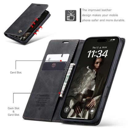For iPhone 16 CaseMe 013 Multifunctional Horizontal Flip Leather Phone Case(Black)