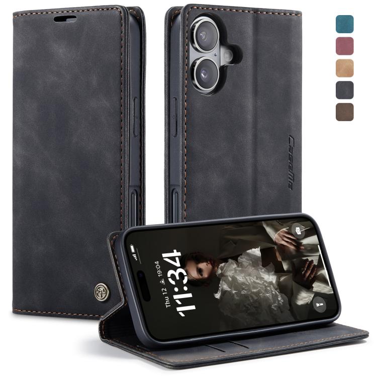 For iPhone 16 CaseMe 013 Multifunctional Horizontal Flip Leather Phone Case(Black)