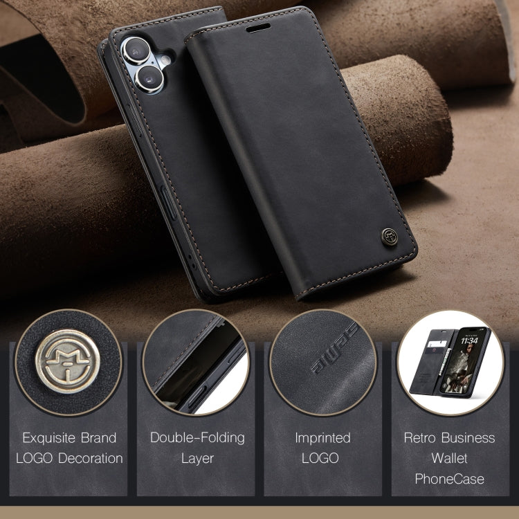 For iPhone 16 CaseMe 013 Multifunctional Horizontal Flip Leather Phone Case(Black)