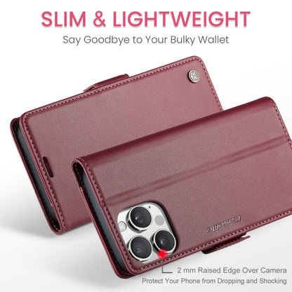 For iPhone 16 Pro Max CaseMe 023 Butterfly Buckle Litchi Texture RFID Anti-theft Leather Phone Case(Red)