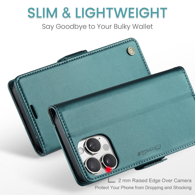 For iPhone 16 Pro Max CaseMe 023 Butterfly Buckle Litchi Texture RFID Anti-theft Leather Phone Case(Green)