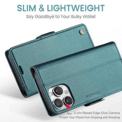 For iPhone 16 Pro Max CaseMe 023 Butterfly Buckle Litchi Texture RFID Anti-theft Leather Phone Case(Green)