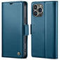 For iPhone 16 Pro Max CaseMe 023 Butterfly Buckle Litchi Texture RFID Anti-theft Leather Phone Case(Blue)