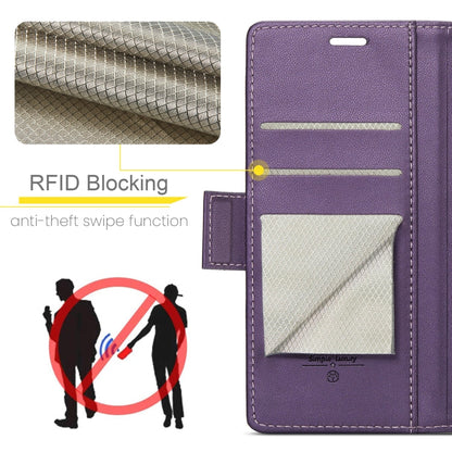 For iPhone 16 Pro CaseMe 023 Butterfly Buckle Litchi Texture RFID Anti-theft Leather Phone Case(Purple)