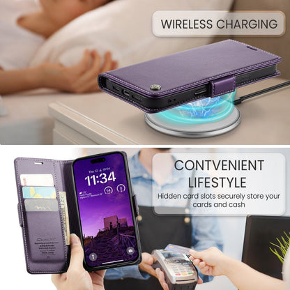 For iPhone 16 Pro CaseMe 023 Butterfly Buckle Litchi Texture RFID Anti-theft Leather Phone Case(Purple)