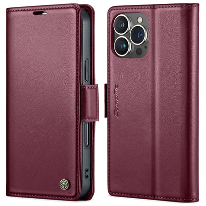 For iPhone 16 Pro CaseMe 023 Butterfly Buckle Litchi Texture RFID Anti-theft Leather Phone Case(Red)