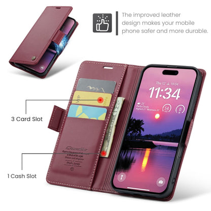 For iPhone 16 Pro CaseMe 023 Butterfly Buckle Litchi Texture RFID Anti-theft Leather Phone Case(Red)