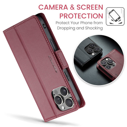 For iPhone 16 Pro CaseMe 023 Butterfly Buckle Litchi Texture RFID Anti-theft Leather Phone Case(Red)