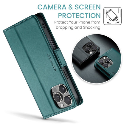 For iPhone 16 Pro CaseMe 023 Butterfly Buckle Litchi Texture RFID Anti-theft Leather Phone Case(Green)