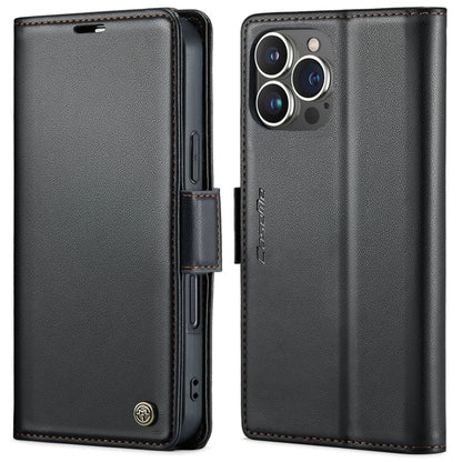 For iPhone 16 Pro CaseMe 023 Butterfly Buckle Litchi Texture RFID Anti-theft Leather Phone Case(Black)