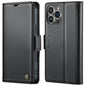 For iPhone 16 Pro CaseMe 023 Butterfly Buckle Litchi Texture RFID Anti-theft Leather Phone Case(Black)