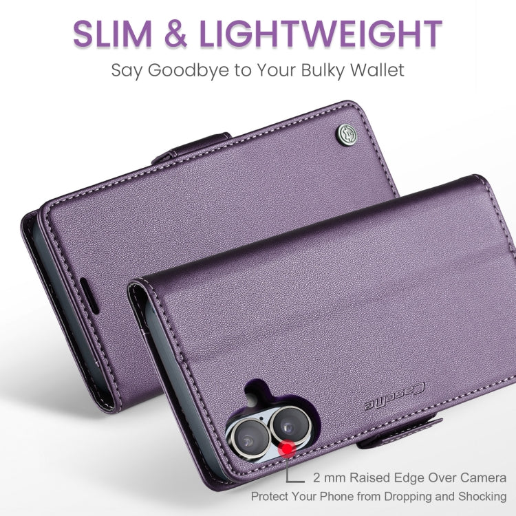 For iPhone 16 CaseMe 023 Butterfly Buckle Litchi Texture RFID Anti-theft Leather Phone Case(Purple)