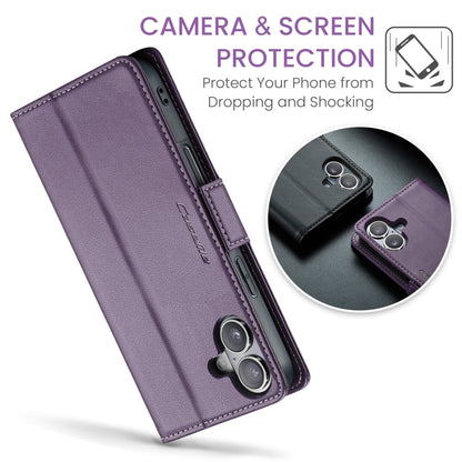 For iPhone 16 CaseMe 023 Butterfly Buckle Litchi Texture RFID Anti-theft Leather Phone Case(Purple)