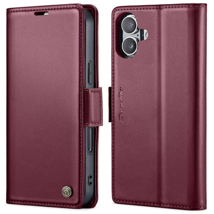 For iPhone 16 CaseMe 023 Butterfly Buckle Litchi Texture RFID Anti-theft Leather Phone Case(Red)