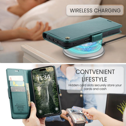 For iPhone 16 CaseMe 023 Butterfly Buckle Litchi Texture RFID Anti-theft Leather Phone Case(Green)