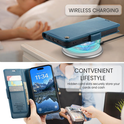 For iPhone 16 CaseMe 023 Butterfly Buckle Litchi Texture RFID Anti-theft Leather Phone Case(Blue)