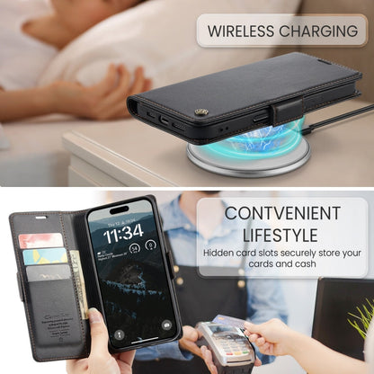 For iPhone 16 CaseMe 023 Butterfly Buckle Litchi Texture RFID Anti-theft Leather Phone Case(Black)