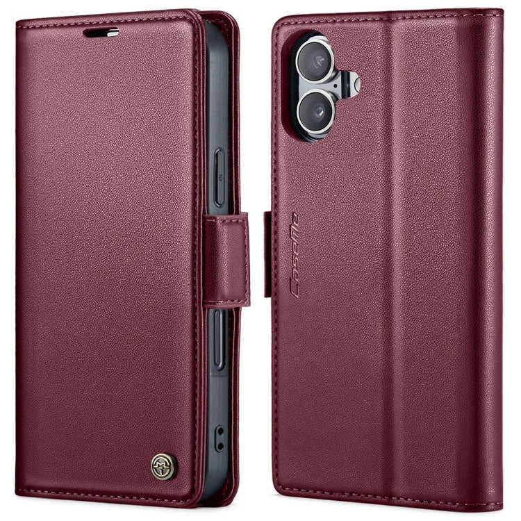 For iPhone 16 Plus CaseMe 023 Butterfly Buckle Litchi Texture RFID Anti-theft Leather Phone Case(Red)