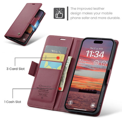 For iPhone 16 Plus CaseMe 023 Butterfly Buckle Litchi Texture RFID Anti-theft Leather Phone Case(Red)