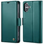 Pour iPhone 16 Plus Étui téléphone en cuir anti-vol RFID CaseMe 023 avec boucle papillon et texture litchi (Vert)