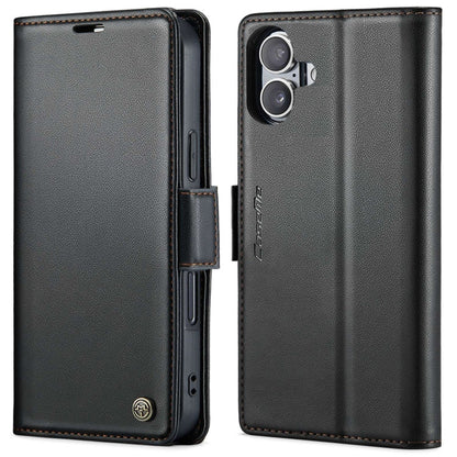 For iPhone 16 Plus CaseMe 023 Butterfly Buckle Litchi Texture RFID Anti-theft Leather Phone Case(Black)