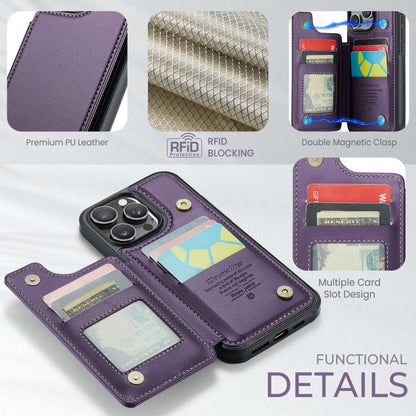 For iPhone 16 Pro Max CaseMe C22 Card Slots Holder RFID Anti-theft Phone Case(Purple)