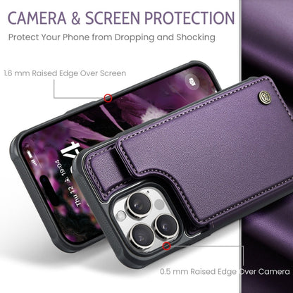For iPhone 16 Pro Max CaseMe C22 Card Slots Holder RFID Anti-theft Phone Case(Purple)