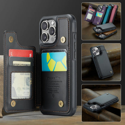 For iPhone 16 Pro CaseMe C22 Card Slots Holder RFID Anti-theft Phone Case(Black)