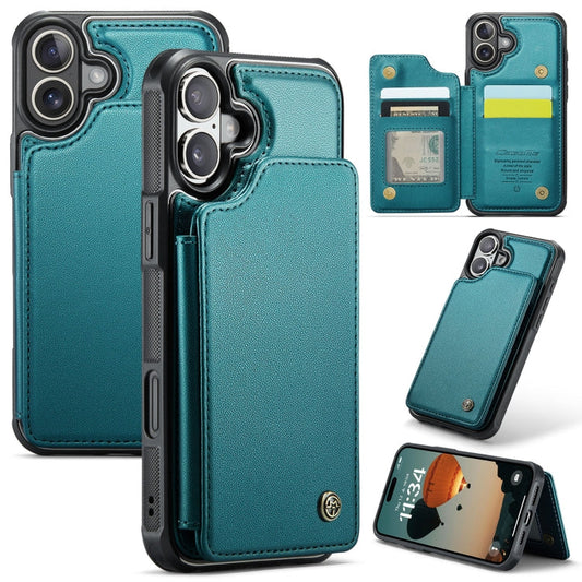 Pour iPhone 16 Étui de téléphone CaseMe C22 avec porte-cartes et protection RFID antivol (vert)