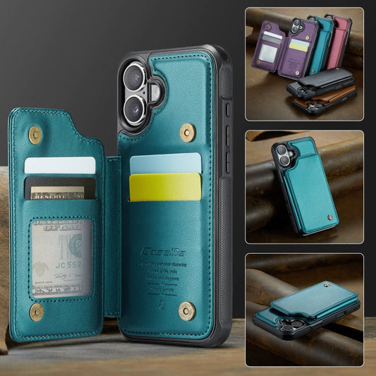 Pour iPhone 16 Étui de téléphone CaseMe C22 avec porte-cartes et protection RFID antivol (vert)
