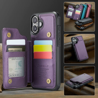 For iPhone 16 Plus CaseMe C22 Card Slots Holder RFID Anti-theft Phone Case(Purple)