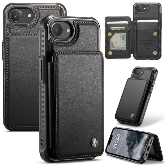 For iPhone 17e / 16e CaseMe C22 Card Slots Holder RFID Anti-theft Phone Case(Black)
