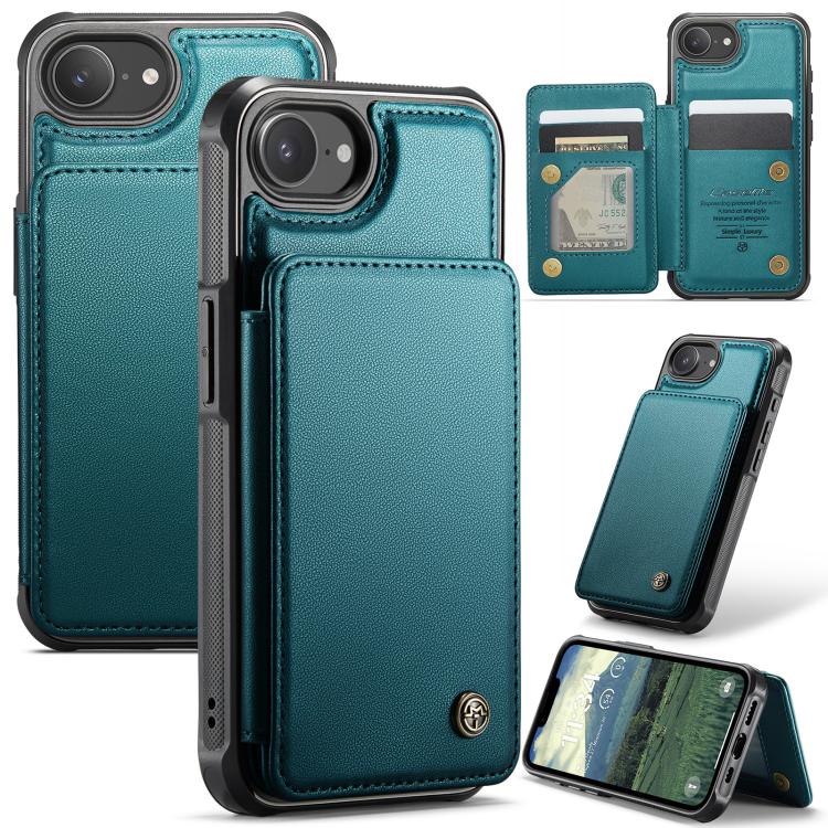 For iPhone 17e / 16e CaseMe C22 Card Slots Holder RFID Anti-theft Phone Case(Green)