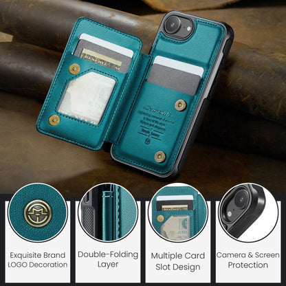 For iPhone 17e / 16e CaseMe C22 Card Slots Holder RFID Anti-theft Phone Case(Green)