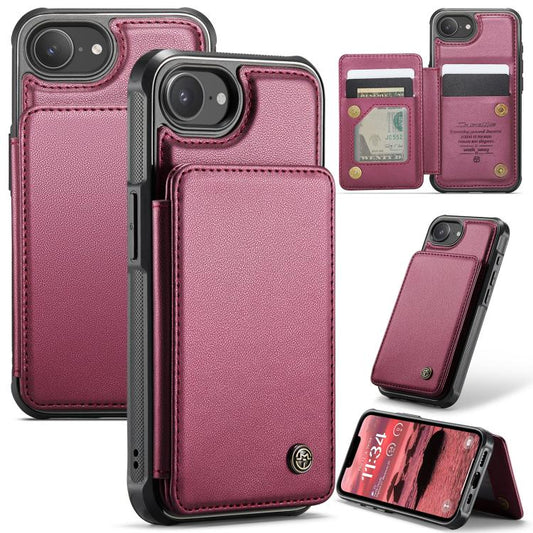 For iPhone 17e / 16e CaseMe C22 Card Slots Holder RFID Anti-theft Phone Case(Red)