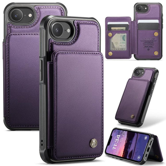 For iPhone 17e / 16e CaseMe C22 Card Slots Holder RFID Anti-theft Phone Case(Purple)