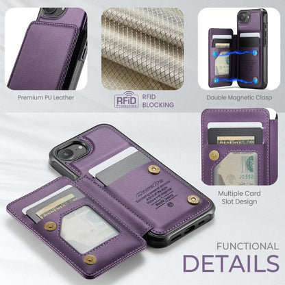 For iPhone 17e / 16e CaseMe C22 Card Slots Holder RFID Anti-theft Phone Case(Purple)