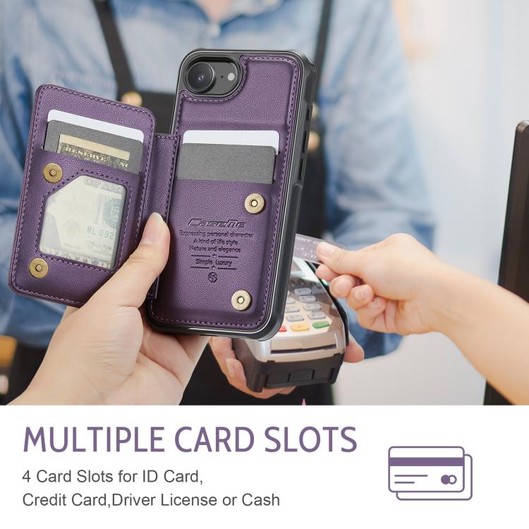 For iPhone 17e / 16e CaseMe C22 Card Slots Holder RFID Anti-theft Phone Case(Purple)