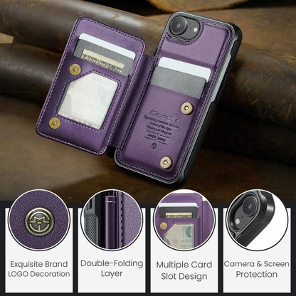For iPhone 17e / 16e CaseMe C22 Card Slots Holder RFID Anti-theft Phone Case(Purple)