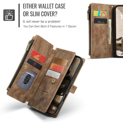 For iPhone 16 CaseMe C30 Card Slots Zipper Wallet Leather Phone Case(Brown)