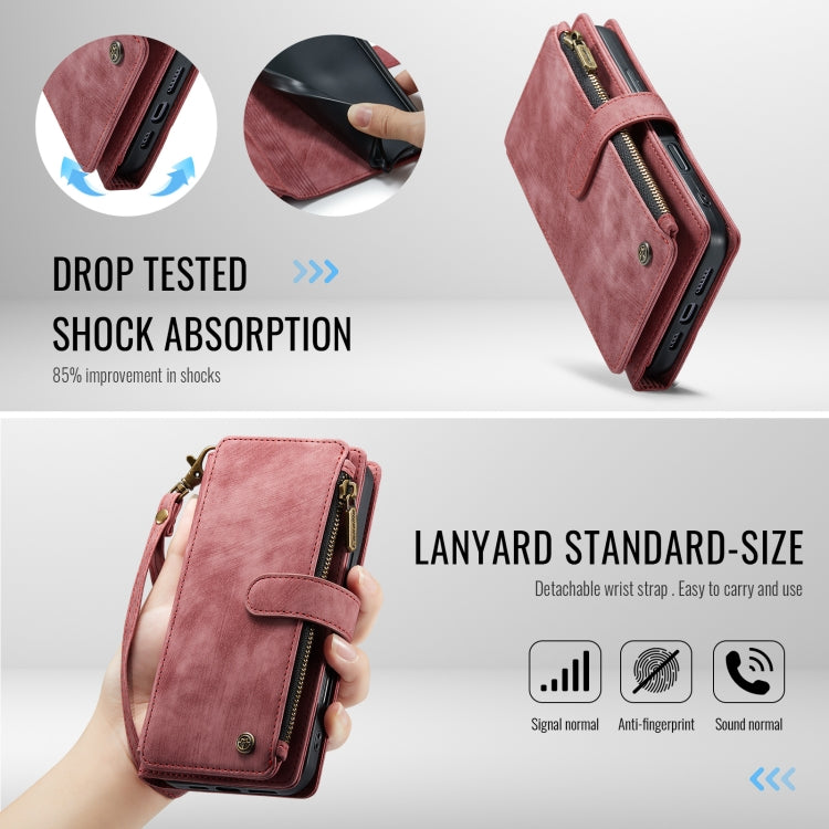 For iPhone 16 CaseMe C30 Card Slots Zipper Wallet Leather Phone Case(Red)