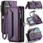 For iPhone 16 CaseMe C36 Card Slots Zipper Wallet RFID Anti-theft Leather Phone Case(Purple)