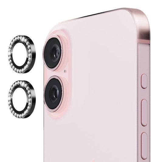 For iPhone 16 / 16 Plus ENKAY AR Anti-reflection Individual Diamond Ring Camera Lens Glass Full Film(Black)