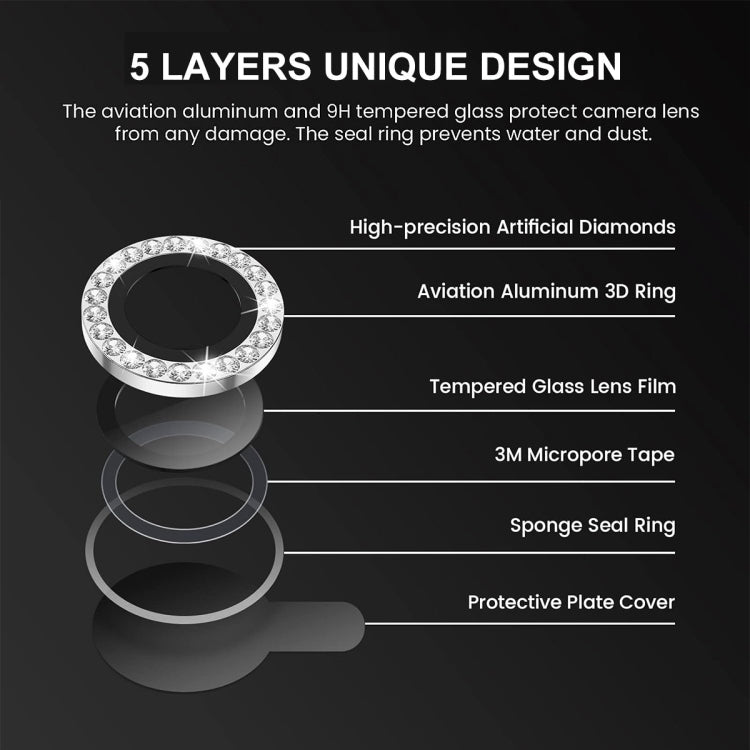 For iPhone 16 / 16 Plus ENKAY AR Anti-reflection Individual Diamond Ring Camera Lens Glass Full Film(Red)