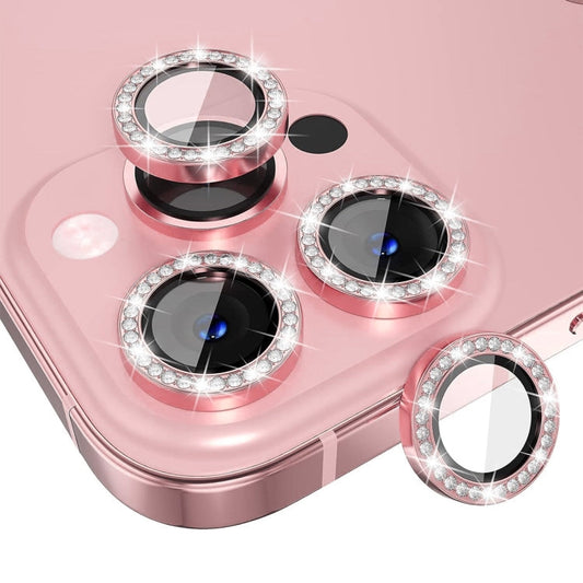 Pour iPhone 16 Pro / 16 Pro Max ENKAY AR Anti-reflet Verre de Protection d'Objectif de Caméra Bague Diamant Individuelle Film Complet (Rose)