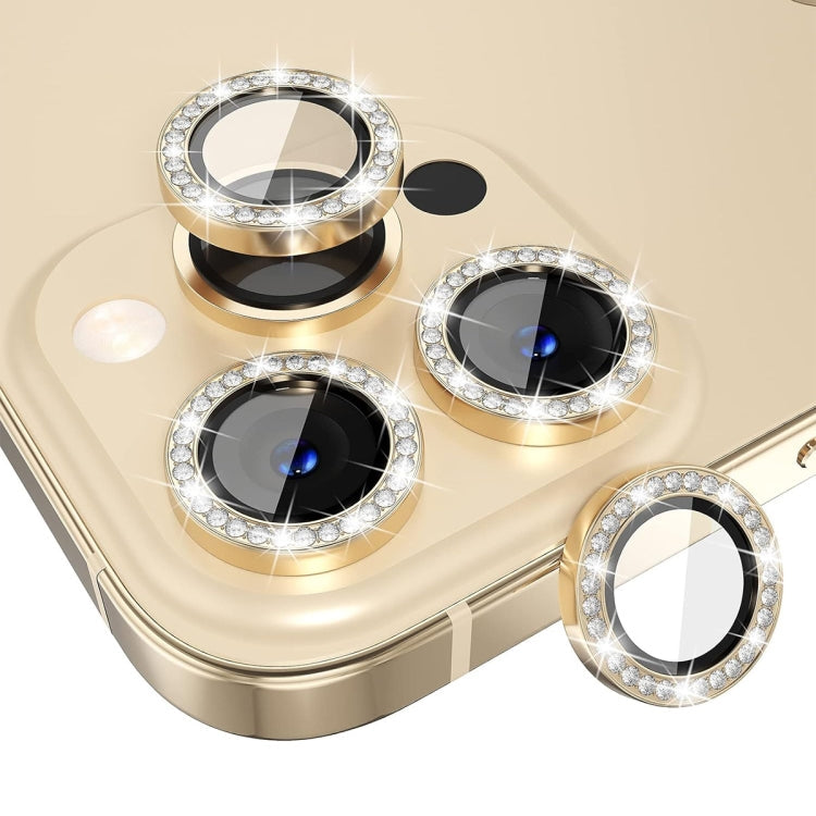 Pour iPhone 16 Pro / 16 Pro Max ENKAY AR Anti-reflet Verre de Protection d'Objectif de Caméra Bague Diamant Individuelle Film Complet (Doré)