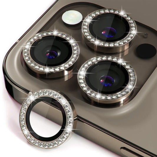Pour iPhone 16 Pro / 16 Pro Max ENKAY AR Anti-reflet Verre de Protection d'Objectif de Caméra Bague Diamant Individuelle Film Intégral (Or Titane)
