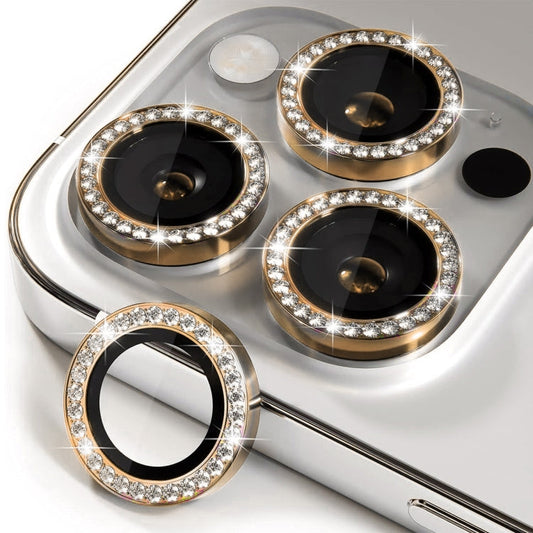 Pour iPhone 16 Pro / 16 Pro Max ENKAY AR Bague Diamant Individuelle Anti-reflet Verre de Protection d'Objectif d'Appareil Photo Film Complet (Rose Marron)